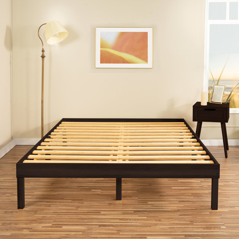 Ebern Designs Eimuntas 14 inch Solid Wood Platform Bed, No
